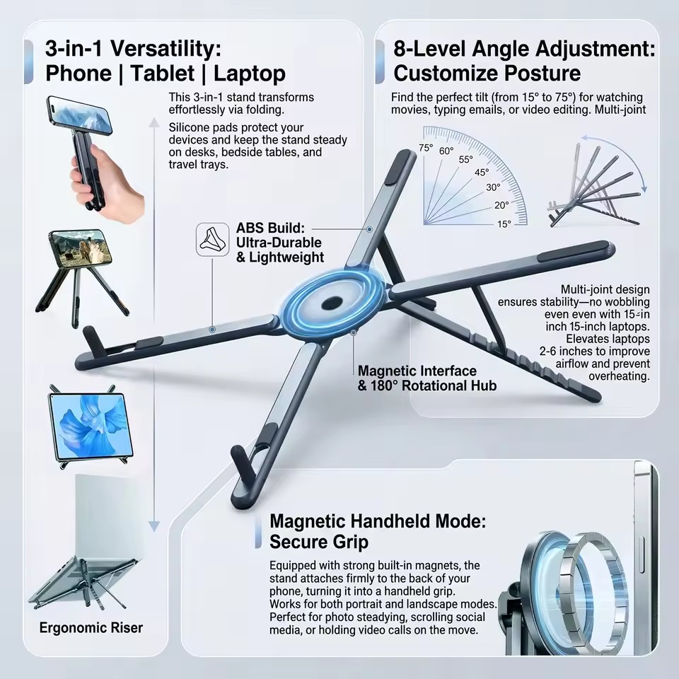 Laptop Ergonomic Accessories - Soporte Magnético Portátil para Teléfono y